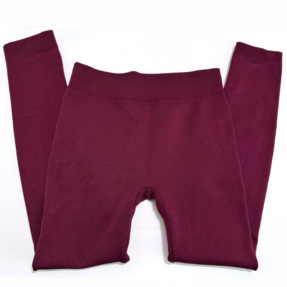Shosho Fleece Lined Leggings in Burgundy Size Large XLARGE
